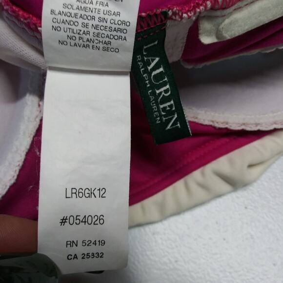 Lauren Ralph Lauren Bel Aire One Piece Skirted Swimsuit Pink White Size 10 - Picture 11 of 11